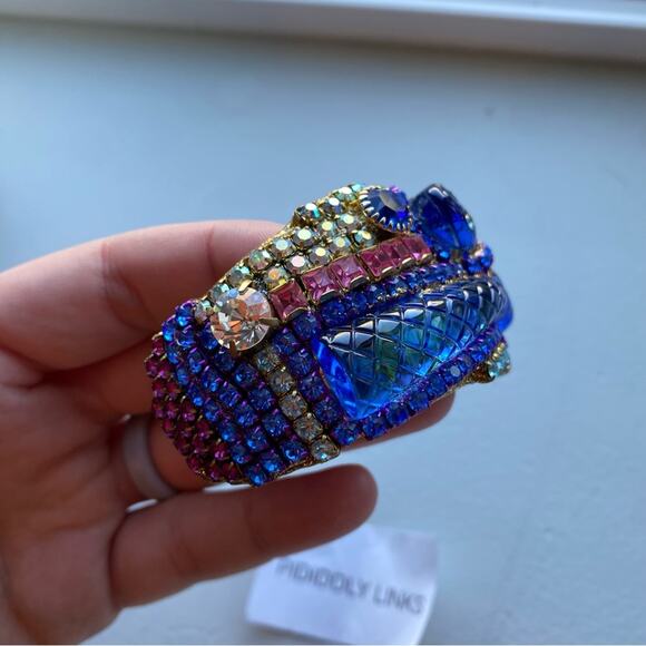 Vintage Pididdly Links Blue Handmade Snake Gem Bracelet - Picture 7 of 10